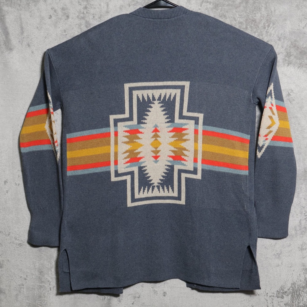 Pendleton Cardigan Sweater Womens XS Blue Gray Sierra Springs Southwest Aztec
